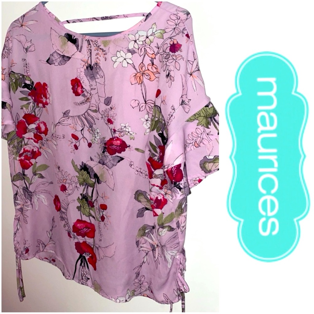 Maurices’ floral 3/4 sleeve tie blouse for women